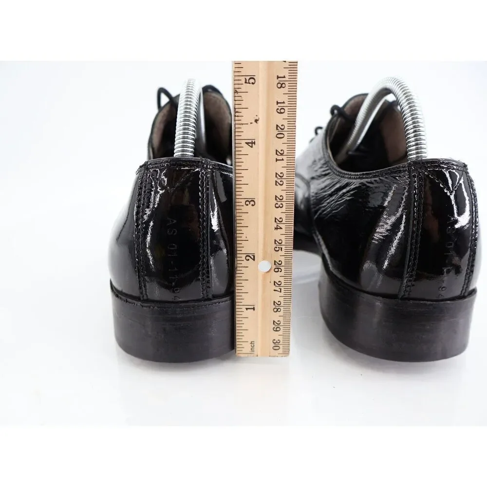 AllSaints Apollo Men Size 43 US 10 Black Patent Crinkle Derby Oxfords Dress Shoe